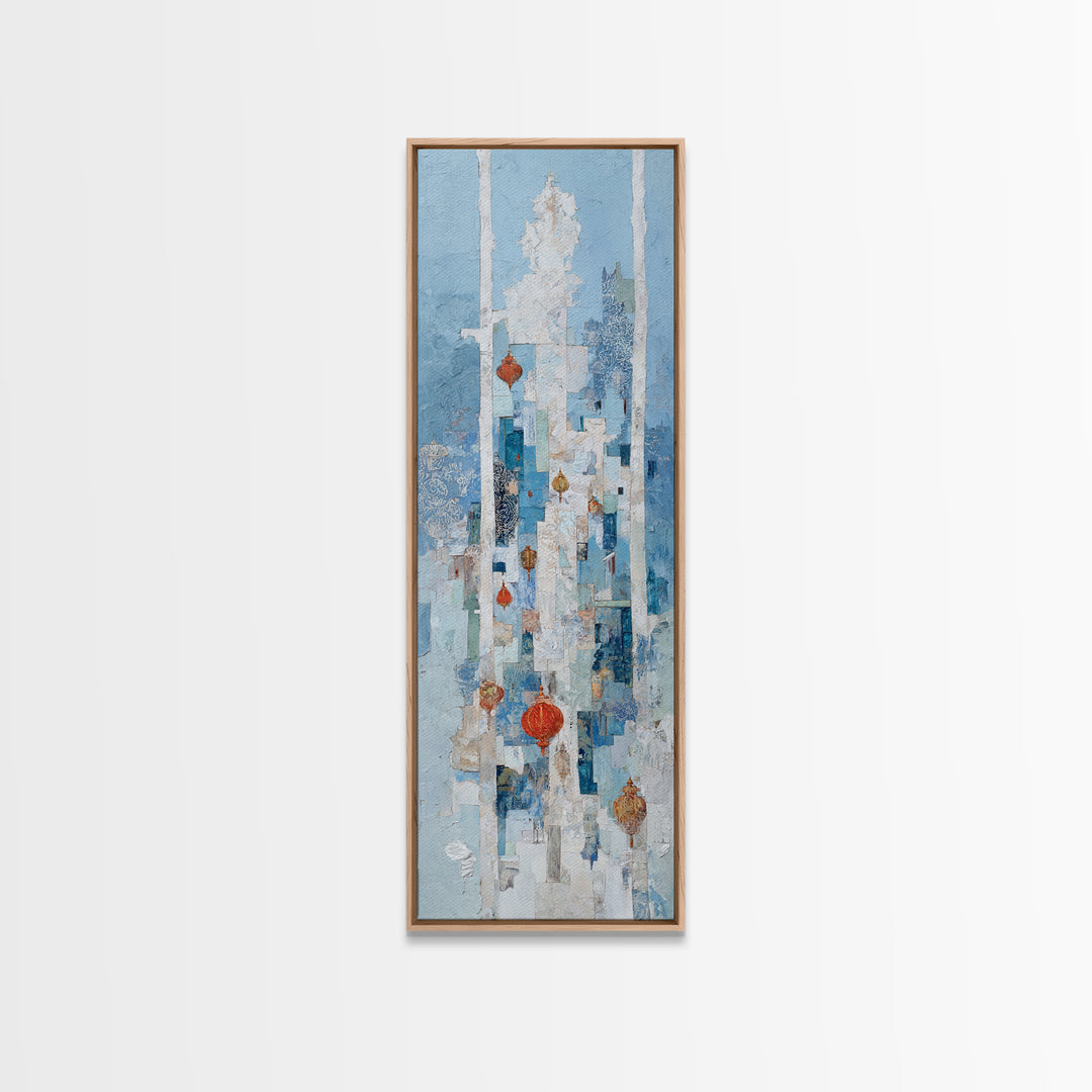 Crystal Cave with Luminous Blue Reflections Canvas Print, Fantasy Art, Acrylic Painting, Living Room Decor, Fine Art, Mythic, FAN-1x3-42
