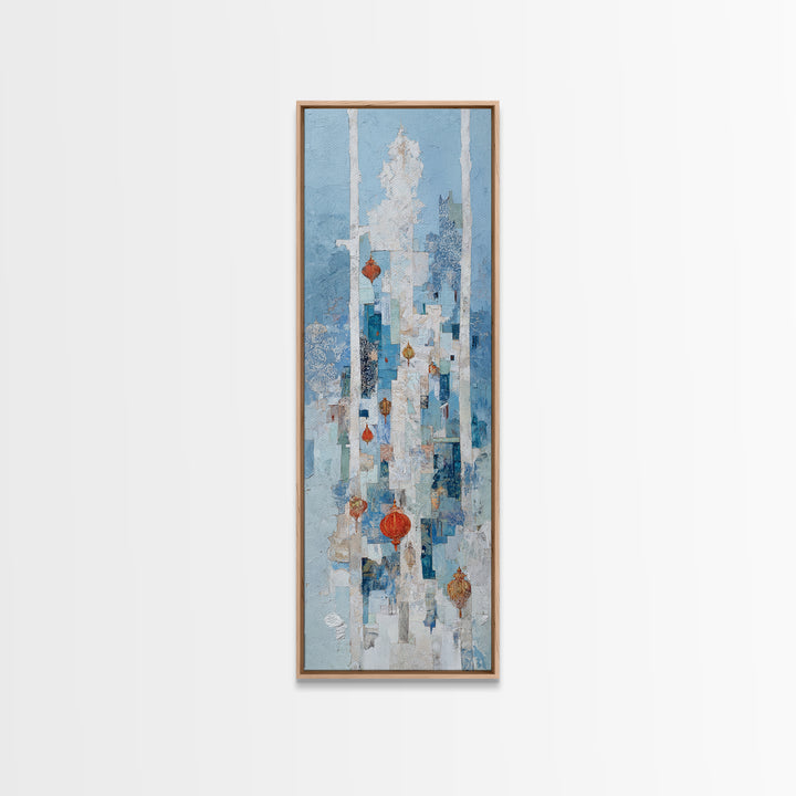 Crystal Cave with Luminous Blue Reflections Canvas Print, Fantasy Art, Acrylic Painting, Living Room Decor, Fine Art, Mythic, FAN-1x3-42
