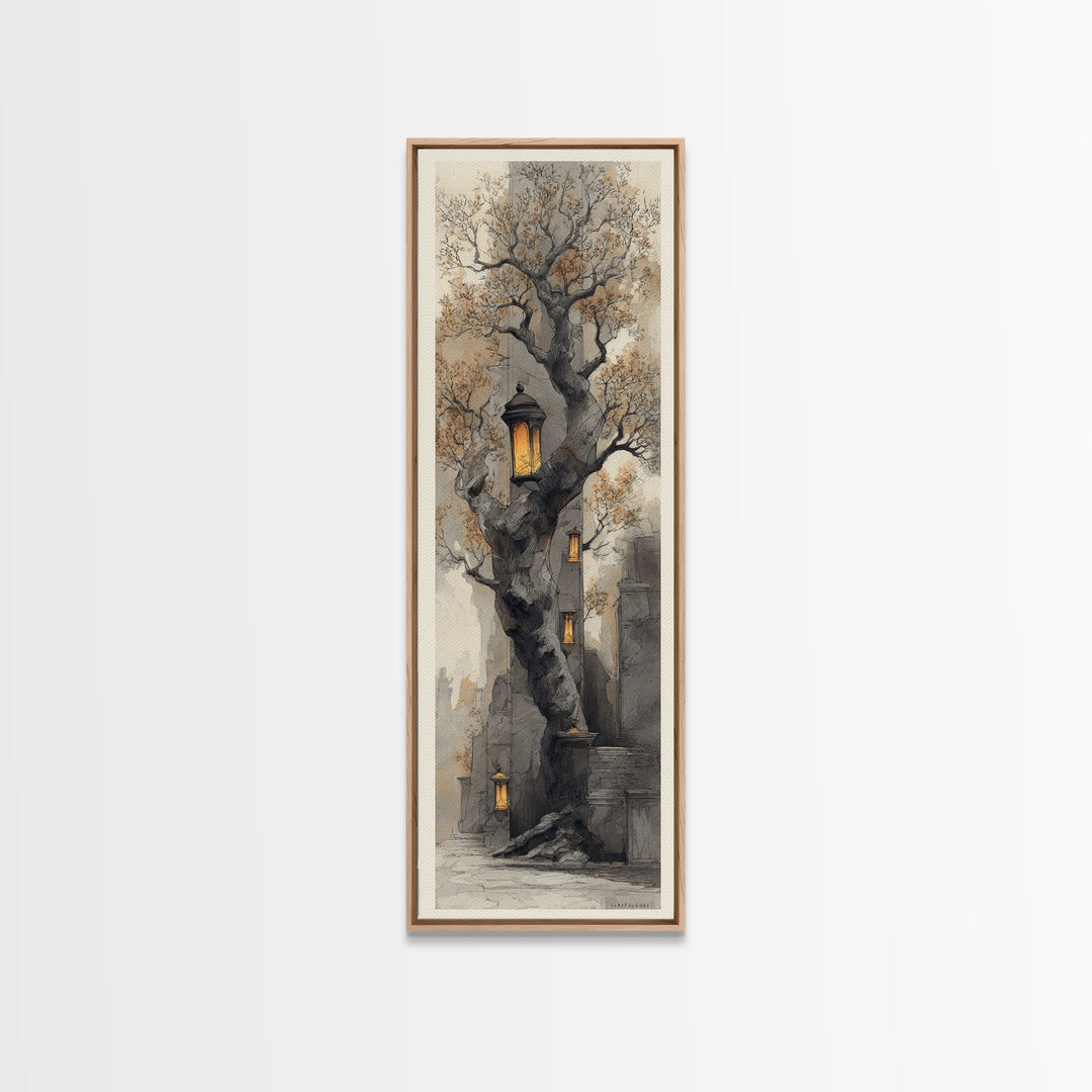 Dwarven Forge with Molten Gold Glow Framed Canvas Print, Fantasy Art, Large Art Print, Living Room Decor, Oil Painting, Mythic, FAN-1x3-54