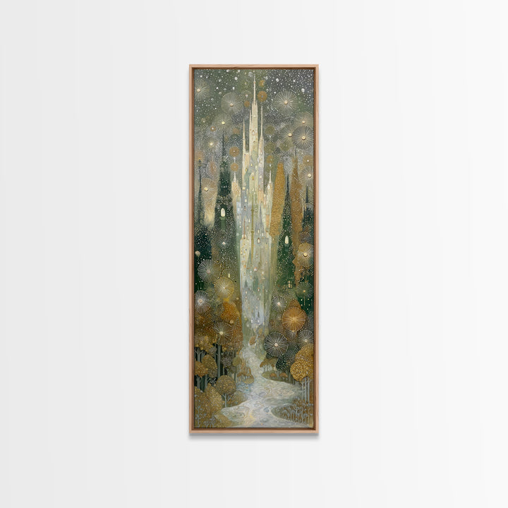 Mythic Waterfall Guarded by White Wolves Canvas Print, Fantasy Art, Wall Decor, Living Room Decor, Abstract Art, Mythic, FAN-1x3-60
