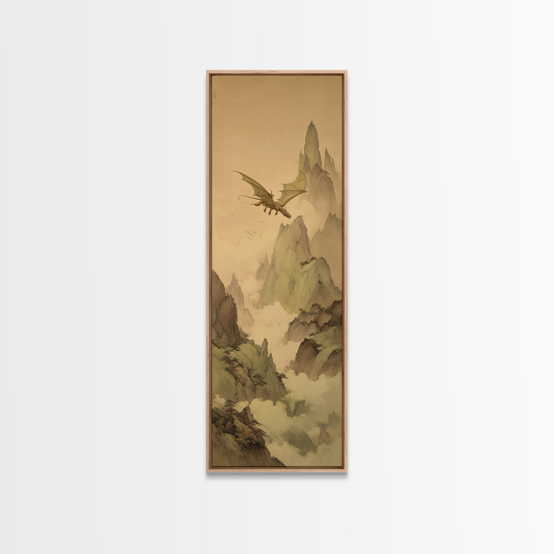 Griffin Perched on a Castle Wall Framed Canvas Print, Fantasy Art, Fantasy Home Decor, Living Room Decor, Fine Art, Mythic, FAN-1x3-70