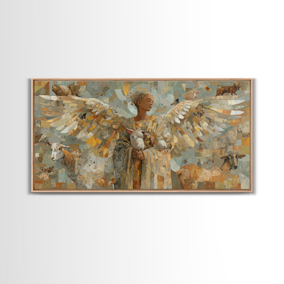 Phoenix Rising in Gold and Crimson Flames Framed Canvas Print, Fantasy Art, Home Decor, Living Room Decor, Fine Art, Mythic, FAN-2x1-1