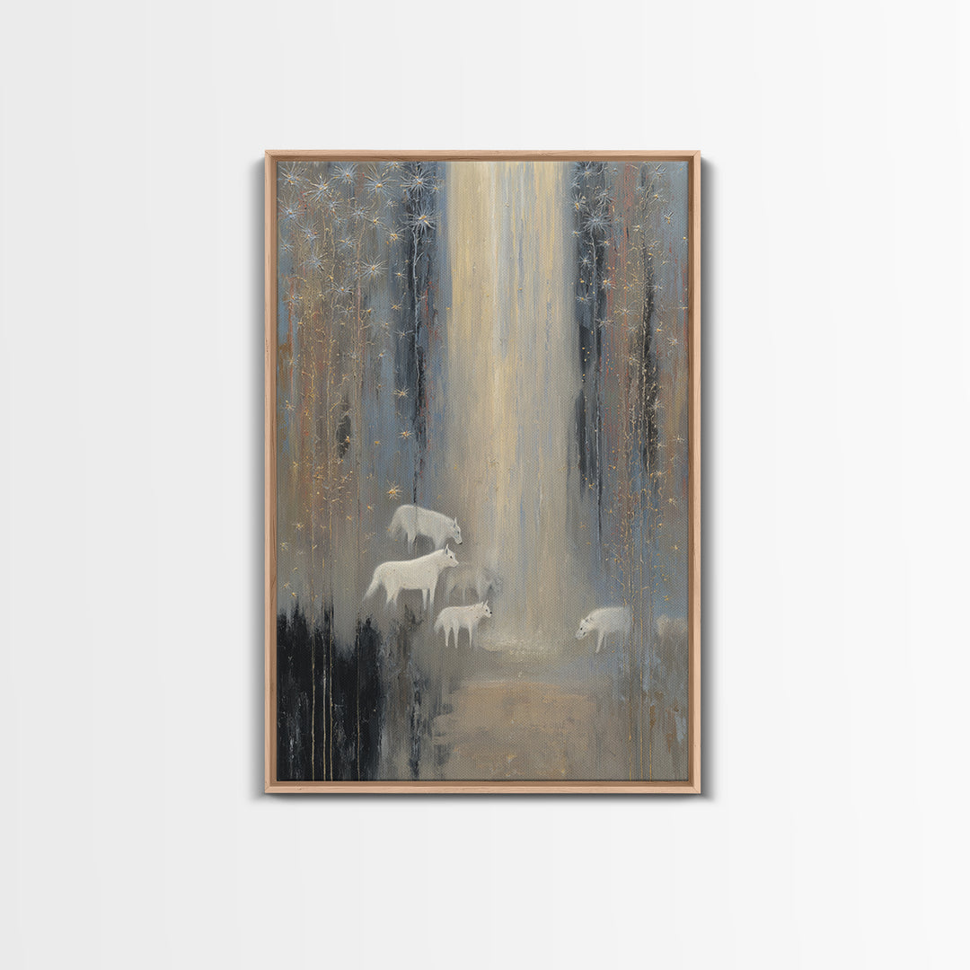 Faerie Market under Giant Mushrooms Framed Canvas Print, Fantasy Art, Wall Art, Living Room Decor, Abstract Art, Mythic, FAN-2x3-47