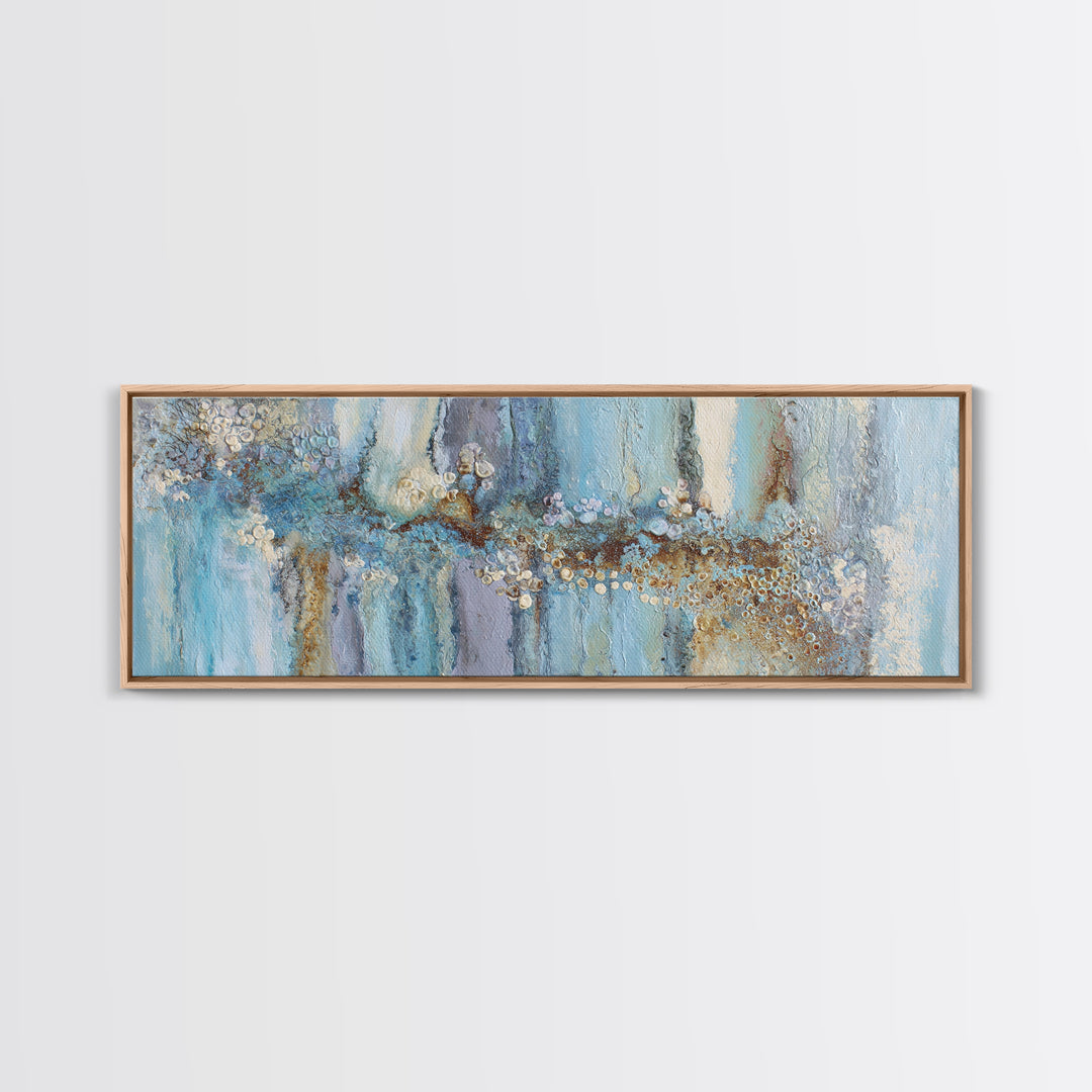 Mythic Waterfall Guarded by White Wolves Canvas Print, Fantasy Art, Living Room Decor, Fine Art, Mythic, Neutral Decor, FAN-3x1-16