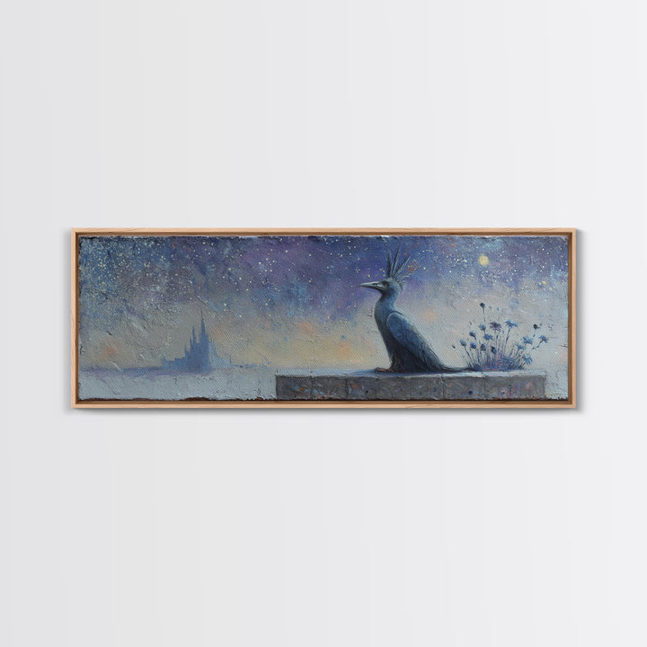 Armored Knight Facing a Glowing Portal Framed Canvas Print, Fantasy Art, Wall Decor, Living Room Decor, Oil Painting, Mythic, FAN-3x1-47