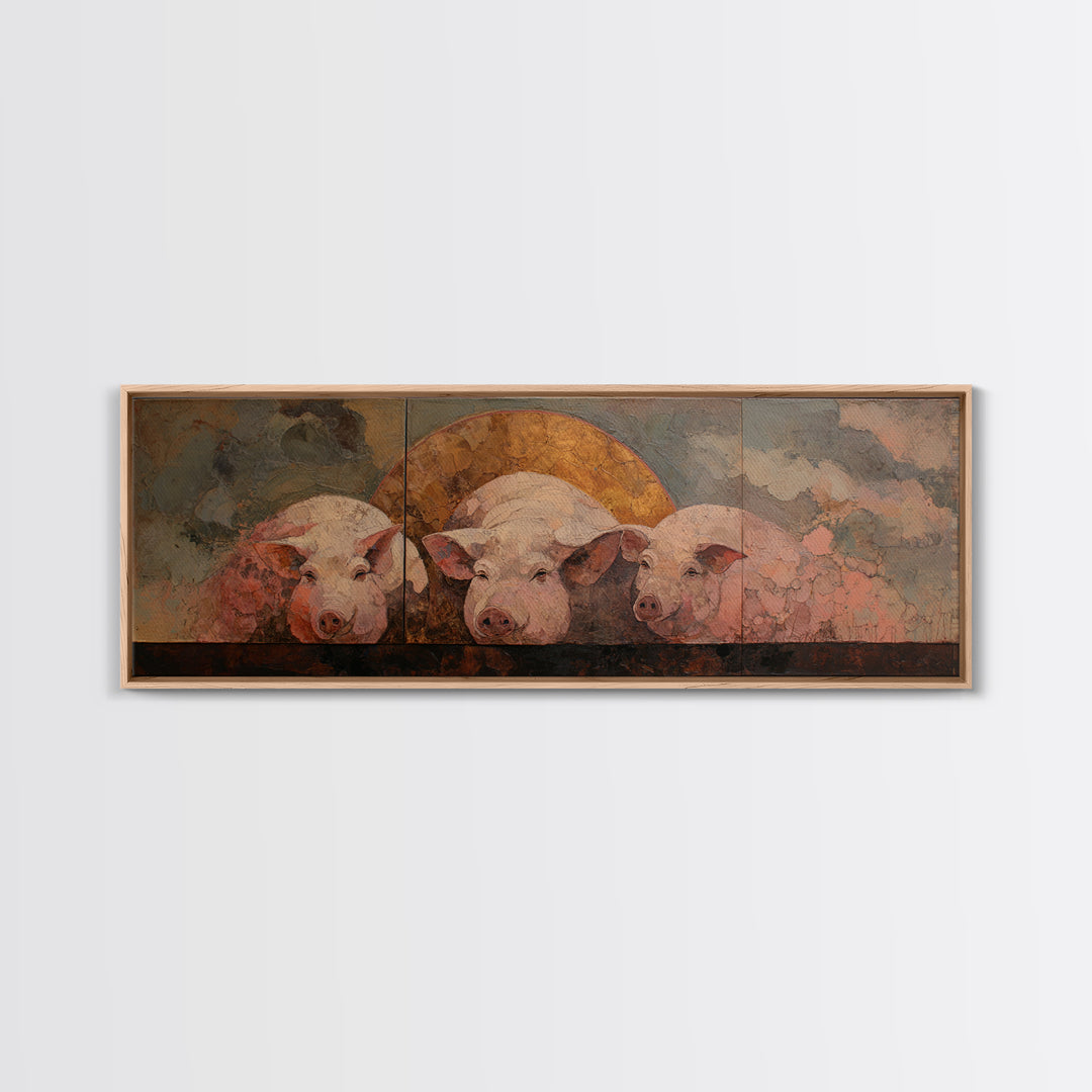 Faerie Market under Giant Mushrooms Framed Canvas Print, Fantasy Art, Contemporary Art, Living Room Decor, Fine Art, Mythic, FAN-3x1-55