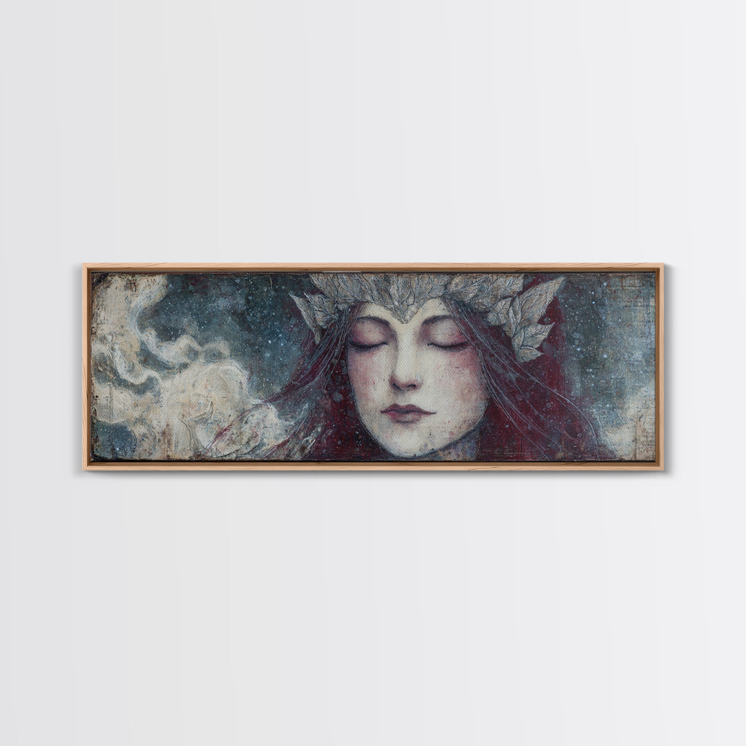 Angelic Warrior with Radiant Wings Framed Canvas Print, Fantasy Art, Room Decor, Living Room Decor, Fine Art, Mythic, FAN-3x1-63