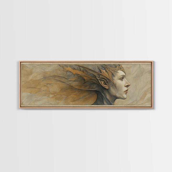 Phoenix Rising in Gold and Crimson Flames Framed Canvas Print, Fantasy Art, Large Art Print, Living Room Decor, Mythic, FAN-3x1-69