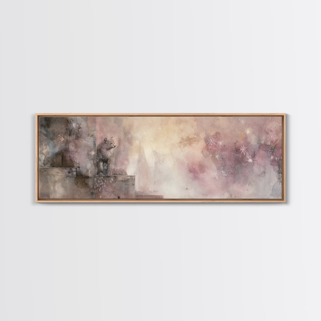 Armored Knight Facing a Glowing Portal Canvas Print, Fantasy Art, Art Nouveau, Living Room Decor, Mythic, Fantasy Wall Art, FAN-3x1-71