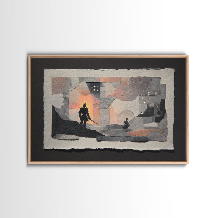 Griffin Perched on a Castle Wall Framed Canvas Print, Fantasy Art, Art Prints, Living Room Decor, Mythic, Fantasy Art Prints, FAN-3x2-14