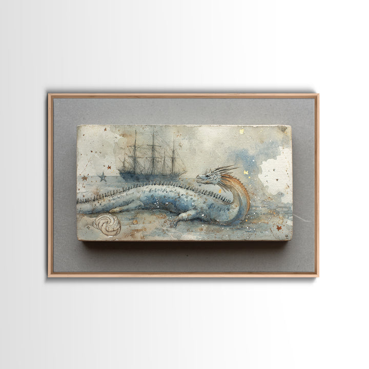 Ancient Map Landscape Framed Canvas Print, Fantasy Art, Final Fantasy Art, Living Room Decor, Watercolor Art, Mythic, FAN-3x2-41