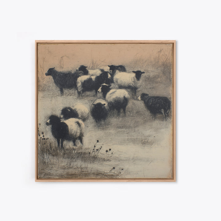 Rustic Barn in Golden Field Light Framed Canvas Print, Farmhouse Art, Sage Green Wall Art, Farmhouse Decor, Fine Art, Harvest, FAR-1x1-2
