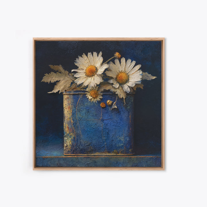 Weathered Horseshoe and Wildflowers Framed Canvas Print, Farmhouse Art, Gallery Wall, Farmhouse Decor, Oil Painting, Harvest, FAR-1x1-21