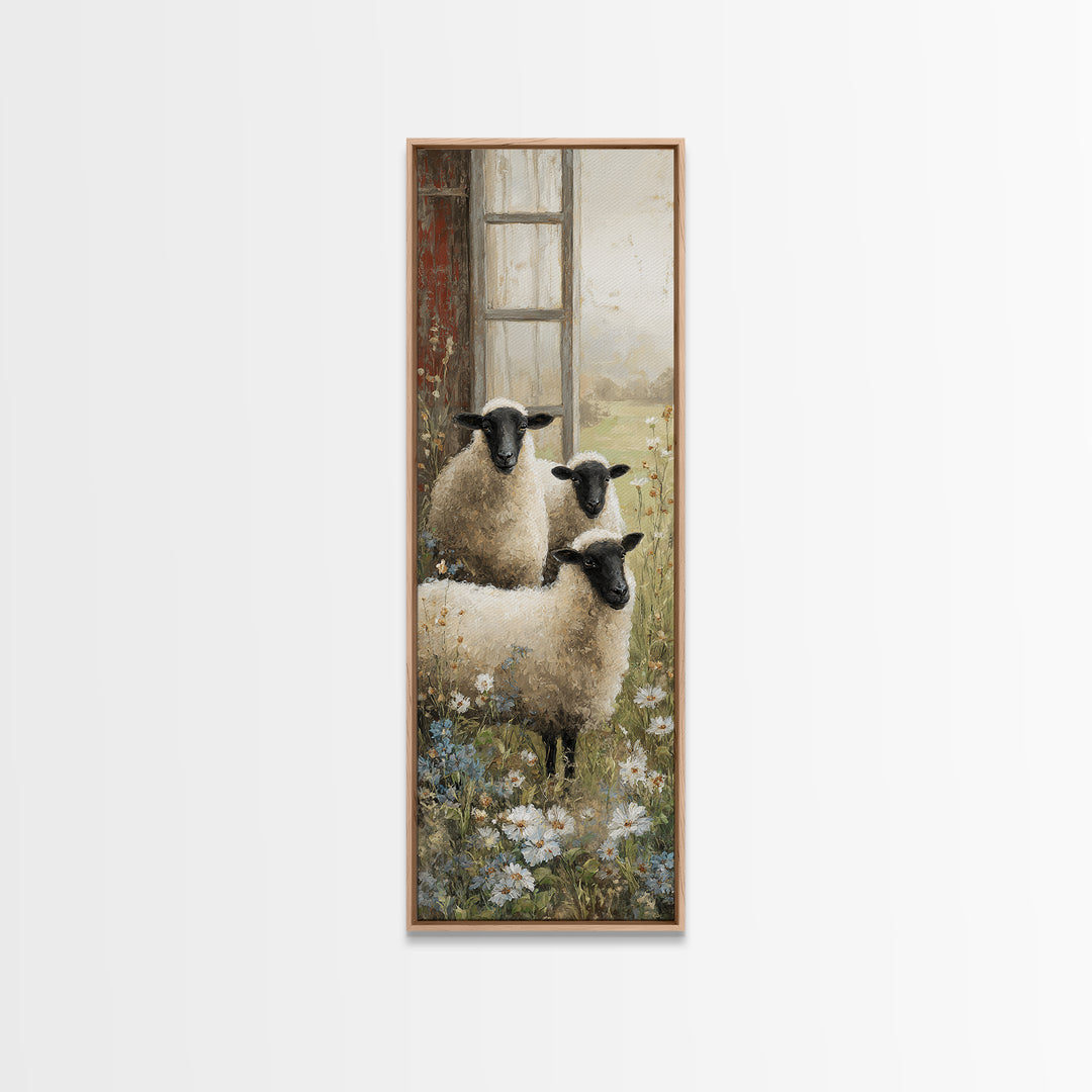 Black and White Sheep Framed Canvas Print, Farmhouse Art, Luxury Decor, Farmhouse Decor, Fine Art, Harvest, Art Prints, FAR-1x3-20