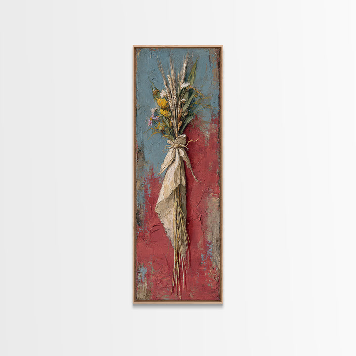Wheat Bundle Tied Canvas Print, Farmhouse Art, Botanical Prints, Farmhouse Decor, Fine Art, Harvest, Statement Artwork, FAR-1x3-22