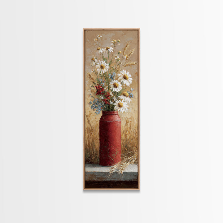Old Milk Can Framed Canvas Print, Farmhouse Art, Art Print, Farmhouse Decor, Fine Art, Harvest, Digital Art, Printable Wall Art, FAR-1x3-24