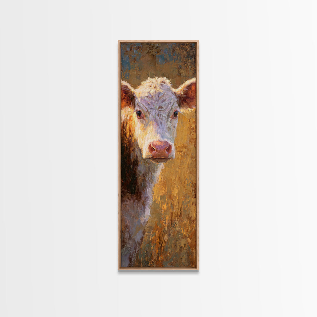 White Cow Portrait Canvas Print, Farmhouse Art, Statement Artwork, Farmhouse Decor, Fine Art, Harvest, Digital Prints, FAR-1x3-37