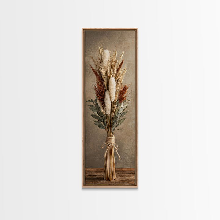 Wheat Bundle Tied Framed Canvas Print, Farmhouse Art, Landscape Art, Farmhouse Decor, Fine Art, Harvest, Textured Painting, FAR-1x3-46