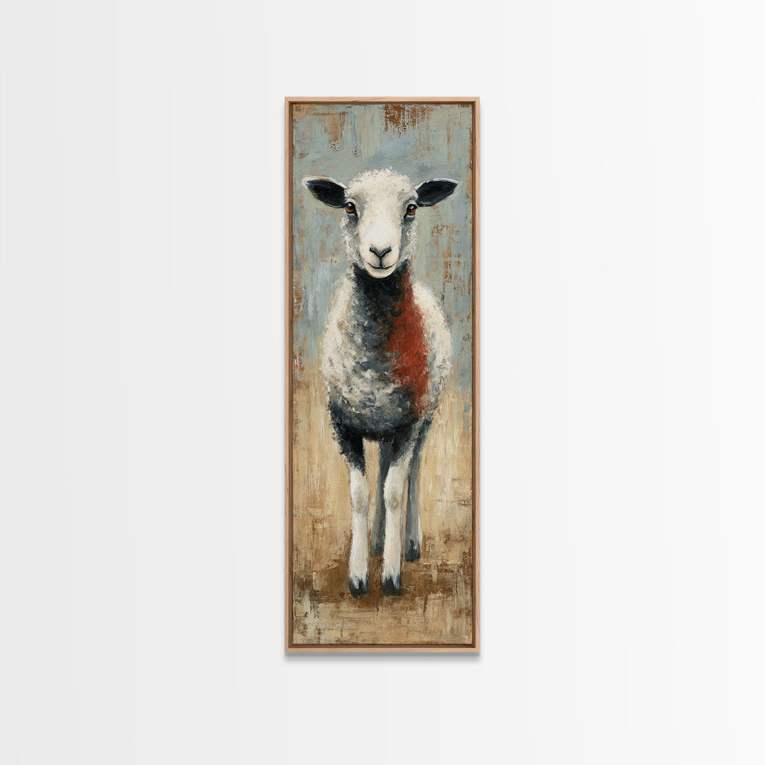 Black and White Sheep Canvas Print, Farmhouse Art, Digital Print, Farmhouse Decor, Fine Art, Harvest, Floral Wall Art, FAR-1x3-68