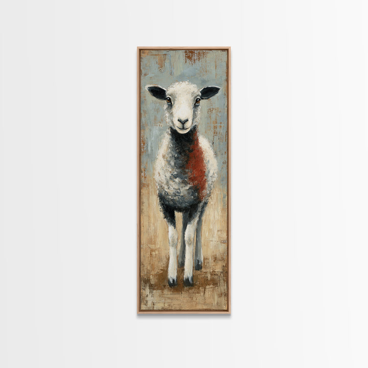 Black and White Sheep Canvas Print, Farmhouse Art, Digital Print, Farmhouse Decor, Fine Art, Harvest, Floral Wall Art, FAR-1x3-68