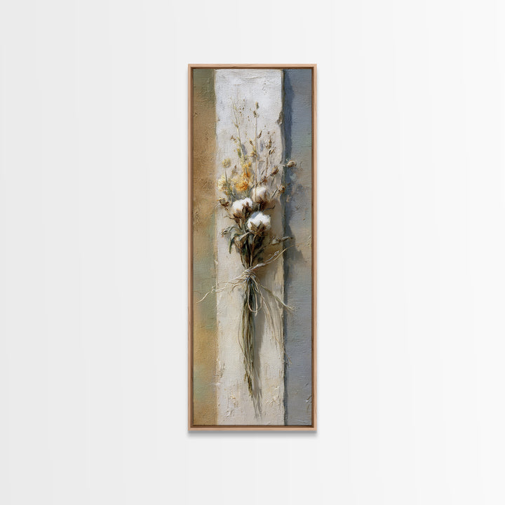 Wheat Bundle Tied Framed Canvas Print, Farmhouse Art, Landscape Art, Farmhouse Decor, Fine Art, Harvest, Textured Painting, FAR-1x3-70