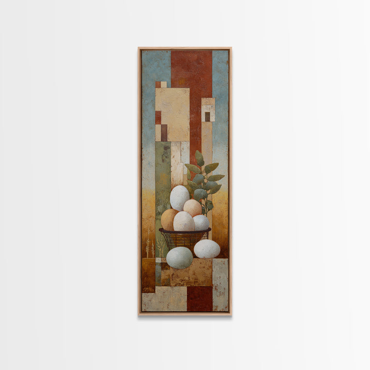Fresh Eggs in a Wire Basket Canvas Print, Farmhouse Art, Art Print, Farmhouse Decor, Oil Painting, Harvest, Digital Art, FAR-1x3-90