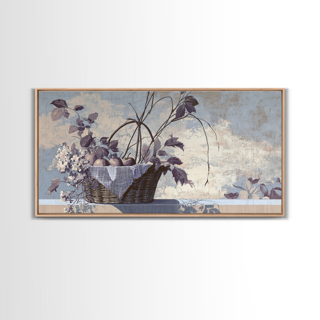 Country Landscape with Fence and Rolling Hills Framed Canvas Print, Farmhouse Art, Art Print, Farmhouse Decor, Harvest, FAR-2x1-34