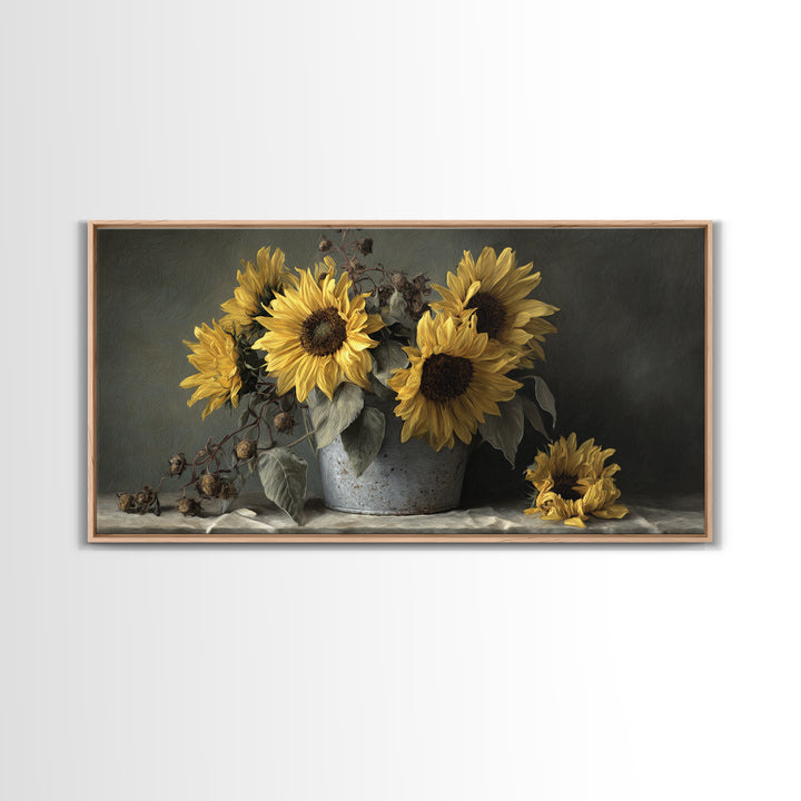 Old Milk Can Framed Canvas Print, Farmhouse Art, Digital Prints, Farmhouse Decor, Fine Art, Harvest, Watercolor Painting, FAR-2x1-56