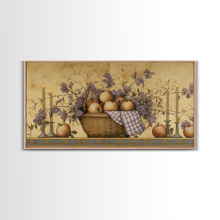 Farmhouse Wreath of Cotton Stems and Eucalyptus Canvas Print, Farmhouse Art, Digital Art, Farmhouse Decor, Fine Art, Harvest, FAR-2x1-64