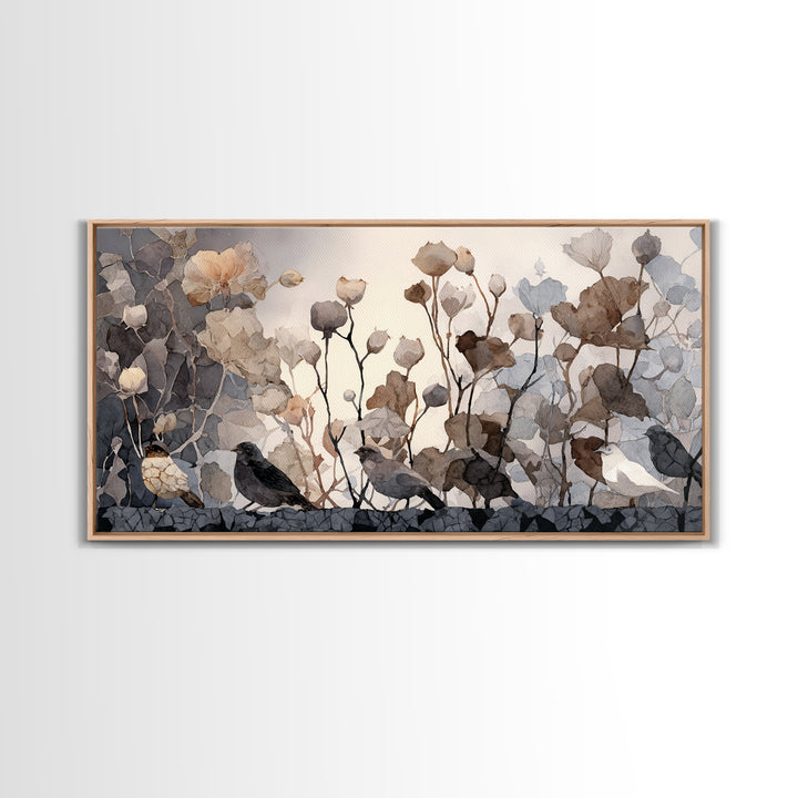 Weathered Horseshoe and Wildflowers Framed Canvas Print, Farmhouse Art, Digital Prints, Farmhouse Decor, Fine Art, Harvest, FAR-2x1-65