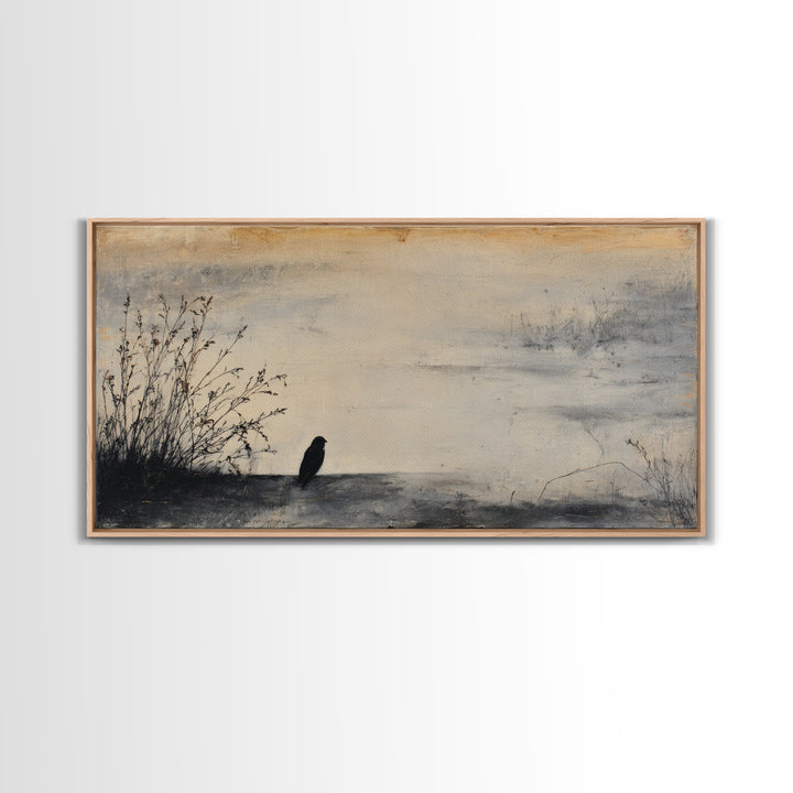 Windmill Silhouette at Sunset Framed Canvas Print, Farmhouse Art, Digital Wall Art, Farmhouse Decor, Fine Art, Harvest, FAR-2x1-85