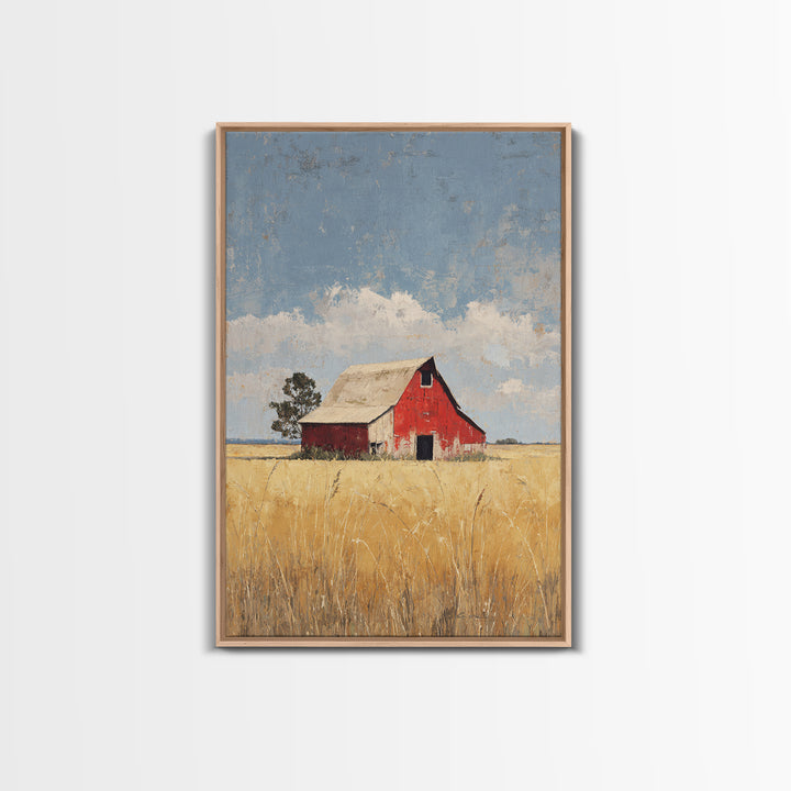 Rustic Barn in Golden Field Light Framed Canvas Print, Farmhouse Art, Contemporary Art, Farmhouse Decor, Fine Art, Harvest, FAR-2x3-34