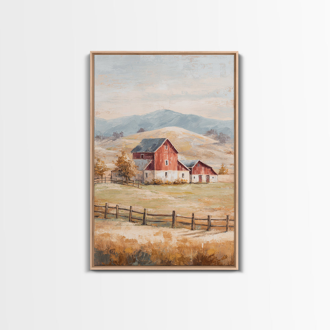 Country Landscape with Fence and Rolling Hills Canvas Print, Farmhouse Art, Printable Wall Art, Farmhouse Decor, Harvest, FAR-2x3-94