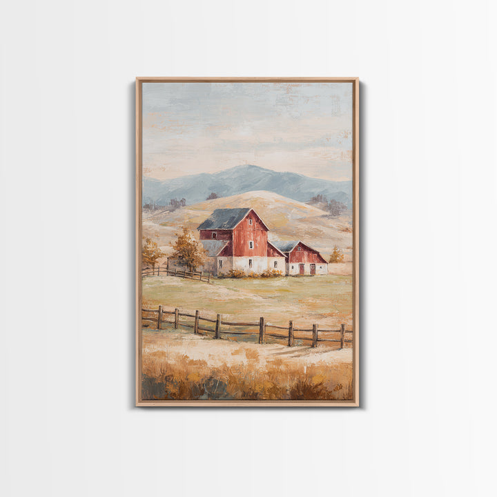 Country Landscape with Fence and Rolling Hills Canvas Print, Farmhouse Art, Printable Wall Art, Farmhouse Decor, Harvest, FAR-2x3-94