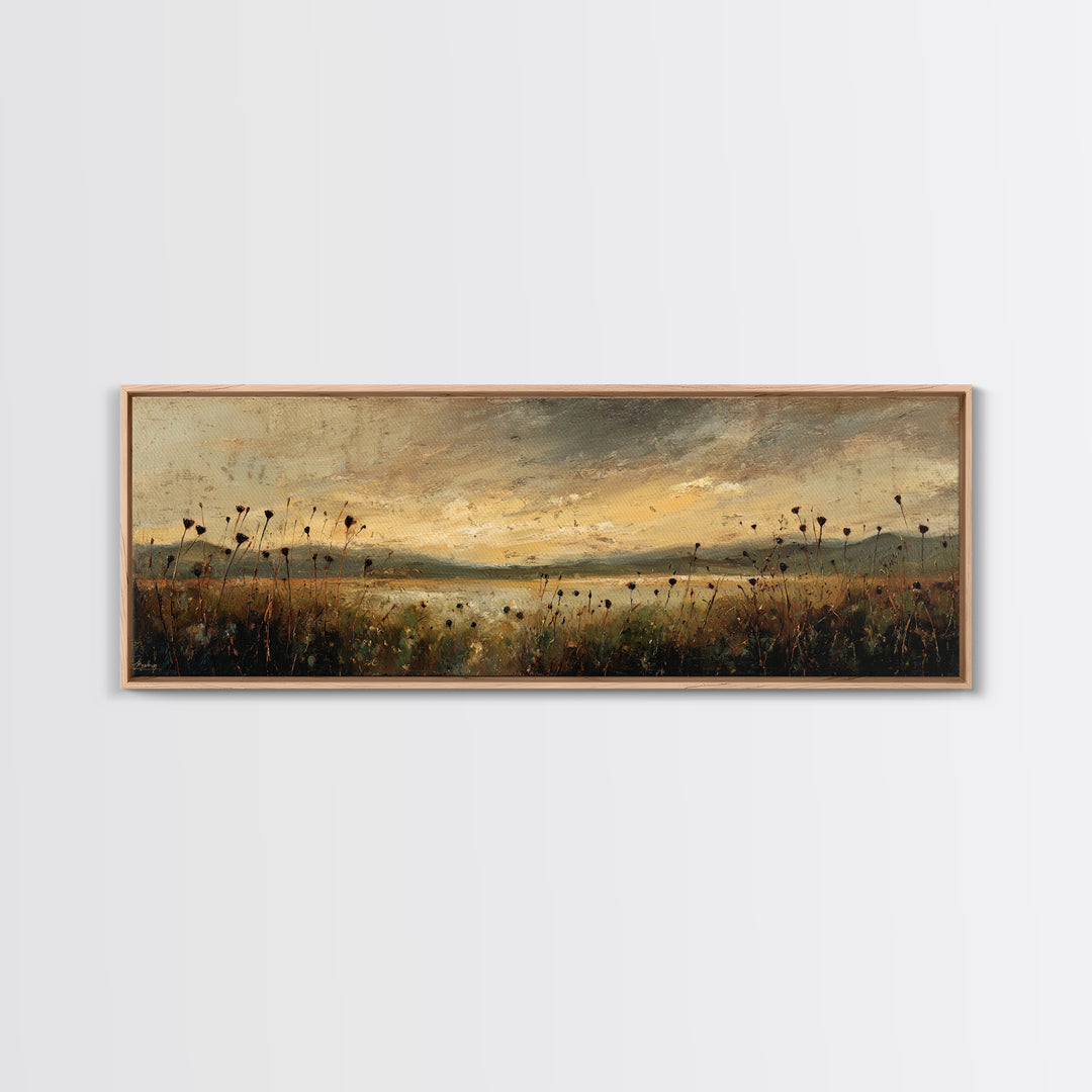 Wheat Bundle Tied Framed Canvas Print, Farmhouse Art, Digital Prints, Farmhouse Decor, Fine Art, Harvest, Watercolor Painting, FAR-3x1-2