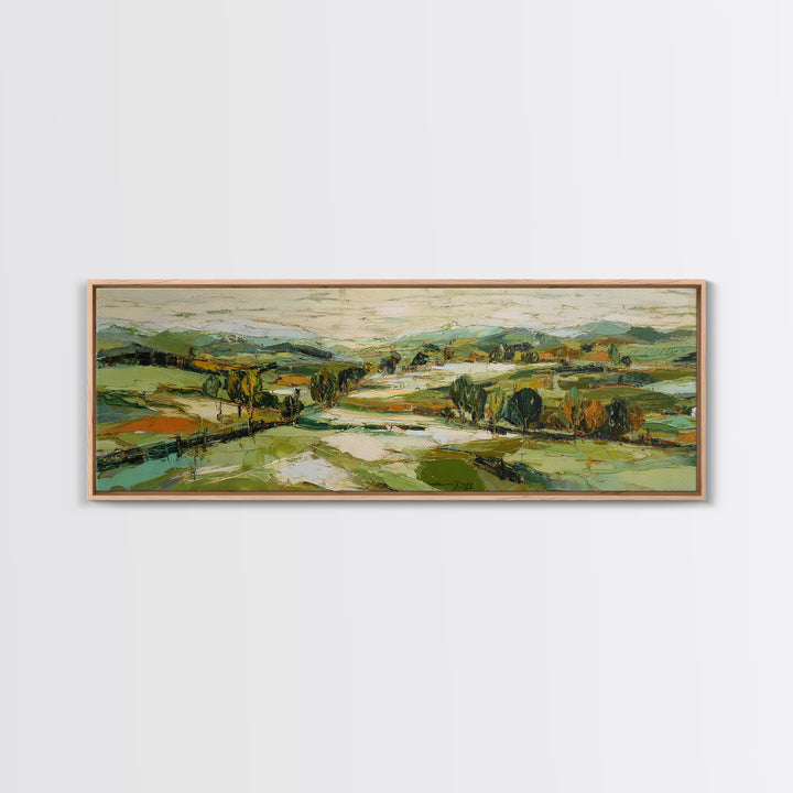 Country Landscape with Fence and Rolling Hills Canvas Print, Farmhouse Art, Floral Wall Art, Farmhouse Decor, Fine Art, Harvest, FAR-3x1-54