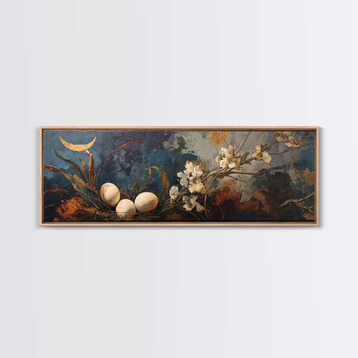 Fresh Eggs in a Wire Basket Canvas Print, Farmhouse Art, Art Print, Farmhouse Decor, Oil Painting, Harvest, Digital Art, FAR-3x1-70