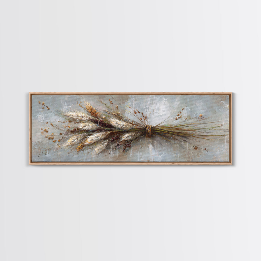 Rustic Pear Still Life on Plank Wood Canvas Print, Farmhouse Art, Art Prints, Farmhouse Decor, Harvest, Sage Green Wall Art, FAR-3x1-83