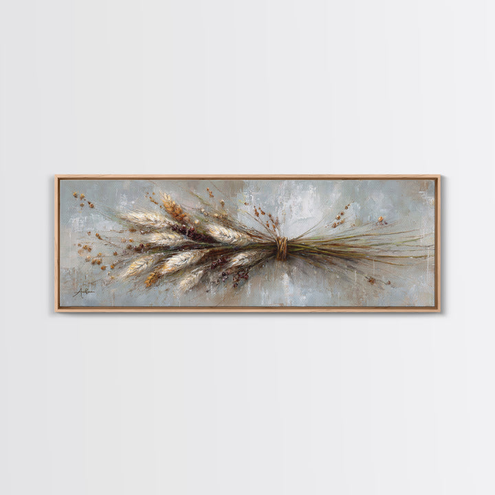 Rustic Pear Still Life on Plank Wood Canvas Print, Farmhouse Art, Art Prints, Farmhouse Decor, Harvest, Sage Green Wall Art, FAR-3x1-83