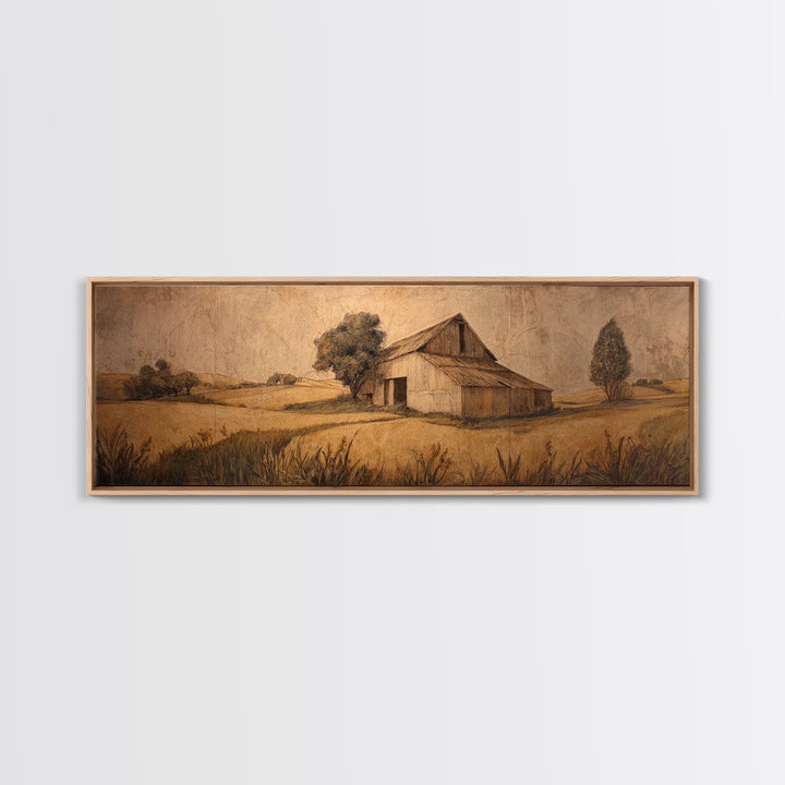 Windmill Silhouette at Sunset Framed Canvas Print, Farmhouse Art, Digital Wall Art, Farmhouse Decor, Fine Art, Harvest, FAR-3x1-9