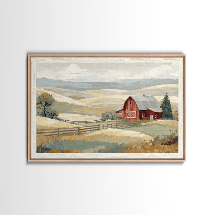 Country Landscape with Fence and Rolling Hills Canvas Print, Farmhouse Art, Farmhouse Decor, Fine Art, Harvest, Gallery Wall, FAR-3x2-42