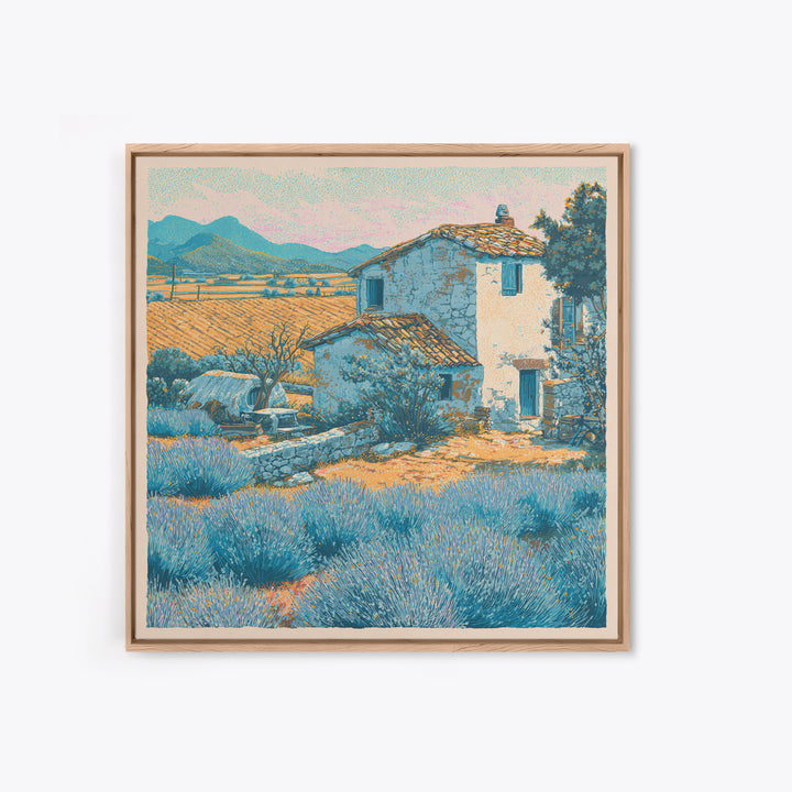 Lavender Field with Distant Stone Farmhouse Canvas Print, French Country Art, Farmhouse Wall Decor, Farmhouse Decor, Country, FCA-1x1-1