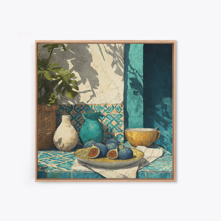 Figs on Ceramic Plate Framed Canvas Print, French Country Art, Farmhouse Wall Decor, Farmhouse Decor, Abstract Art, Country, FCA-1x1-16