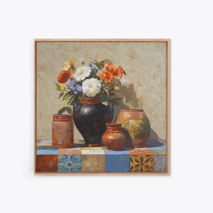 Antique Copper Pot and Flowers Still Life Canvas Print, French Country Art, French Country Decor, Farmhouse Decor, Country, FCA-1x1-24