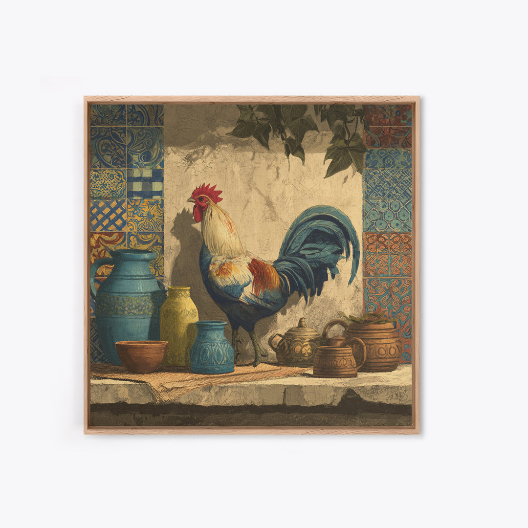 Rooster Portrait in Rustic French Palette Canvas Print, French Country Art, Botanical Prints, Farmhouse Decor, Country, FCA-1x1-26