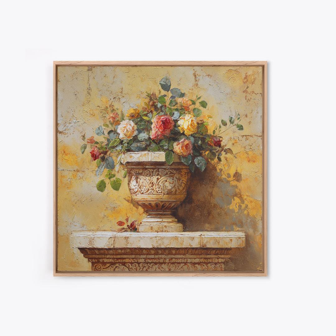 Ch Teau Garden Urn Framed Canvas Print, French Country Art, Farmhouse Wall Decor, Farmhouse Decor, Fine Art, Country, FCA-1x1-43