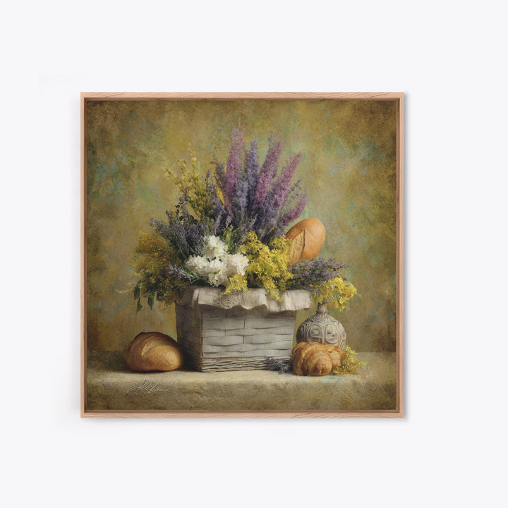 French Market Basket Canvas Print, French Country Art, French Country, Farmhouse Decor, Fine Art, Country, Statement Artwork, FCA-1x1-55
