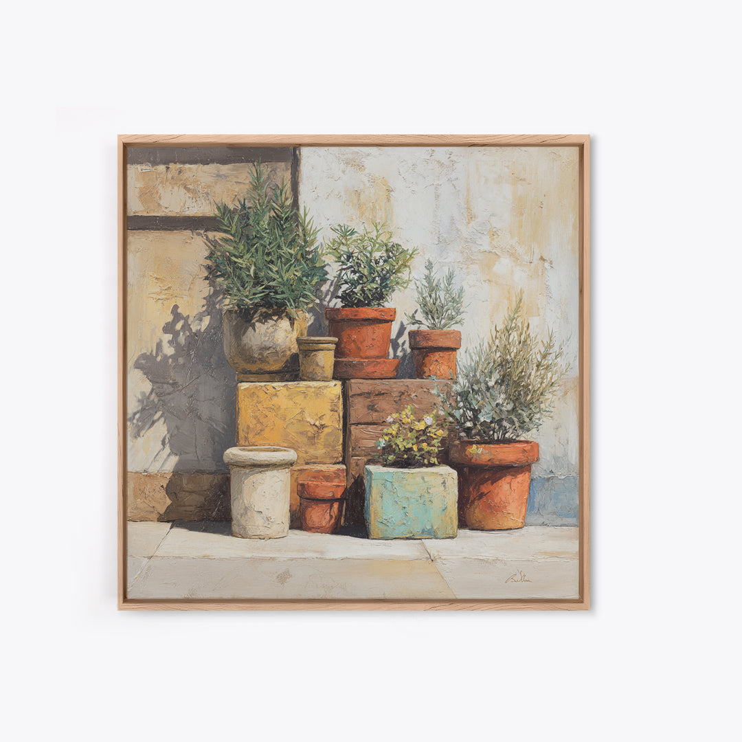 Terra Cotta Pots Canvas Print, French Country Art, Farmhouse Wall Art, Farmhouse Decor, Fine Art, Country, Boho Decor, FCA-1x1-59