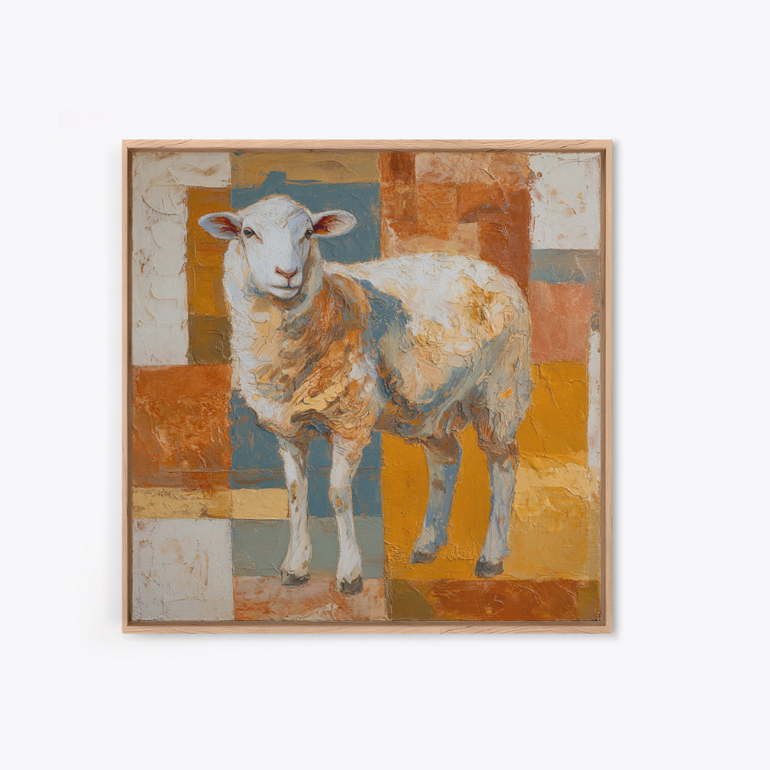 Pastoral Sheep in Rolling Countryside Framed Canvas Print, French Country Art, Floral Wall Art, Farmhouse Decor, Country, FCA-1x1-62