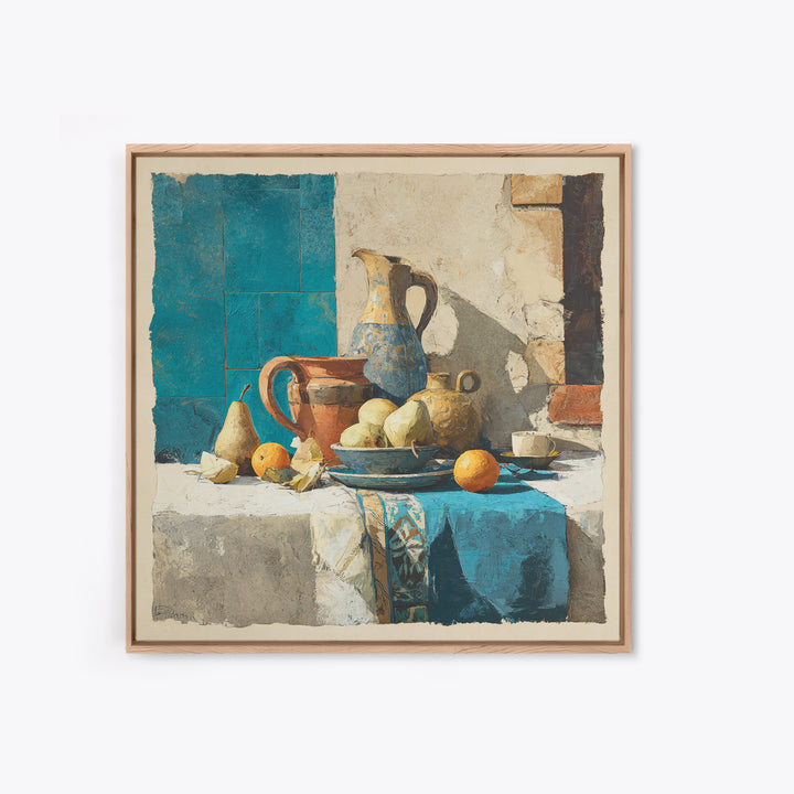 Pear Still Life on Linen Tablecloth Canvas Print, French Country Art, French Country, Farmhouse Decor, Abstract Art, Country, FCA-1x1-76